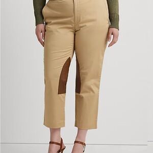 Lauren Ralph Lauren Leather-Trim Stretch Sateen tan Jodhpur Pant